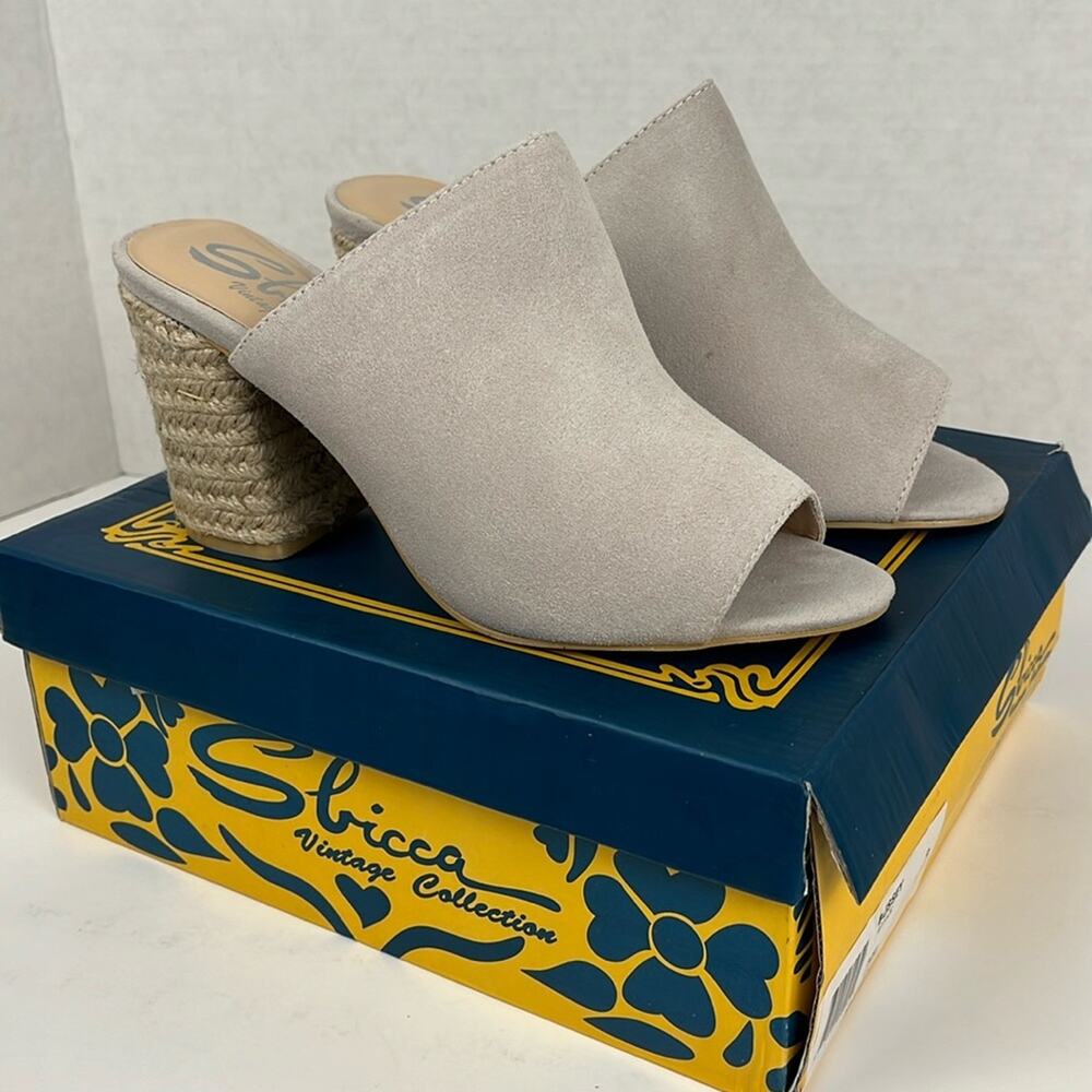 Sbicca Helena Slip On Mules Shoes Ice Off White Suede Size 8 Dirt Spot